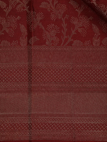 Brown Floral Woven Pure Kanchipuram Silk Saree - Diadem