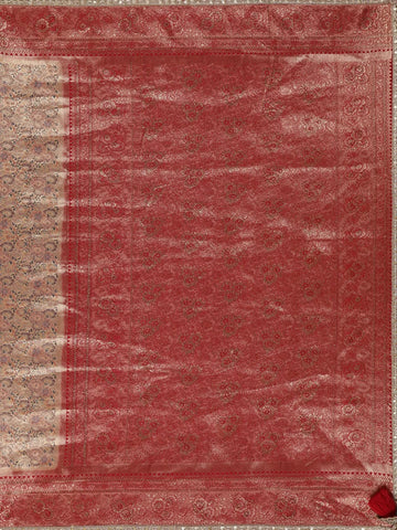 Brown Floral Woven and Stone Work Banarasi Silk Saree - Diadem