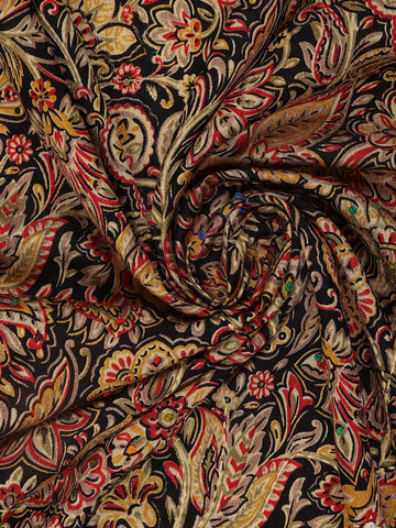 Brown Floral Designed Chanderi Cotton Saree - Diadem