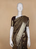 Brown Floral Woven Pure Kanchipuram Silk Saree - Diadem