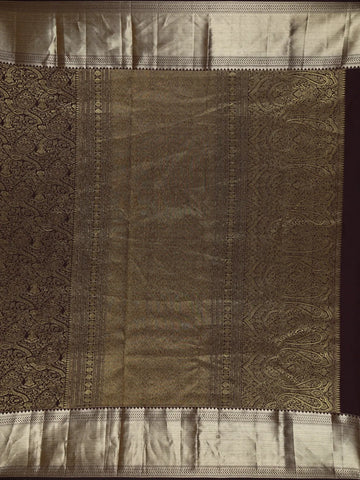 Brown Floral Woven Pure Kanchipuram Silk Saree - Diadem