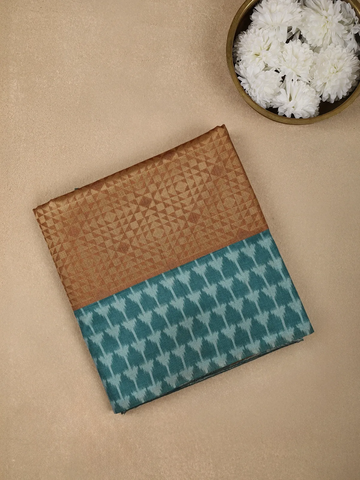 Brown Semi Tussar Silk Abstract Designed Saree - Diadem