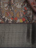 Brown and Black Floral Woven Design Mixed Cotton Fancy Saree with Zari Border