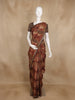 Brown and Maroon Geometric Printed Design Tussar Silk Saree