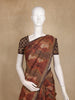 Brown and Maroon Geometric Printed Design Tussar Silk Saree