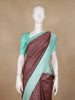 Burgundy Checks Woven Pure Kanchipuram Silk Saree - Diadem