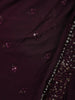 Burgundy Floral Designed Ruffle Drape Georgette Ready To Wear Saree - Diadem