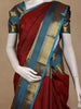 Burgundy Floral Motif Woven Pure Kanchipuram Silk Saree With Zari Border - Diadem