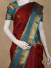 Burgundy Floral Motif Woven Pure Kanchipuram Silk Saree With Zari Border - Diadem