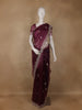 Burgundy Floral Sequins Designed Net Saree - Diadem