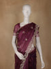Burgundy Floral Sequins Designed Net Saree - Diadem