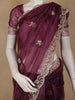 Burgundy Floral Sequins Designed Net Saree - Diadem