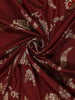 Burgundy Floral Woven Banarasi Silk Saree With Zari Border - Diadem