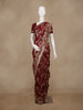 Burgundy Floral Woven Banarasi Silk Saree With Zari Border - Diadem