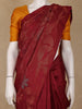 Burgundy Floral Woven Pure Kanchipuram Silk Saree - Diadem
