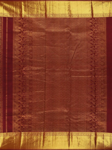 Burgundy Floral Woven Pure Kanchipuram Silk Saree - Diadem