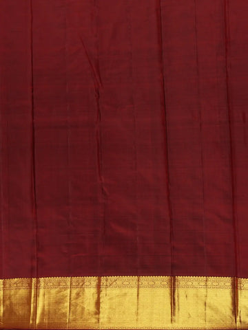 Burgundy Floral Woven Pure Kanchipuram Silk Saree - Diadem