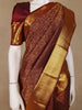 Burgundy Floral Woven Pure Kanchipuram Silk Saree - Diadem