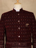 Burgundy Geometric And Floral Motif Embroidered Velvet Men's Suit - Diadem