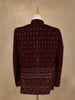 Burgundy Geometric And Floral Motif Embroidered Velvet Men's Suit - Diadem