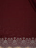 Burgundy Stone Embellished Satin Saree With Scalloped Border - Diadem