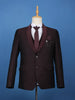 Burgundy Textured Solid Polyester Men's Suit with Pocket Chain Detailing - Diadem