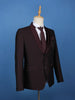 Burgundy Textured Solid Polyester Men's Suit with Pocket Chain Detailing - Diadem