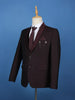 Burgundy Textured Solid Polyester Men's Suit with Pocket Chain Detailing - Diadem