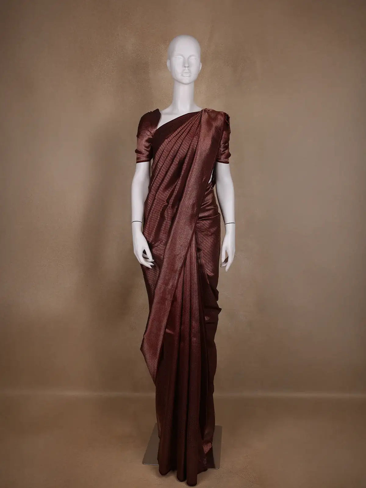 Burgundy Diamond Woven Pure Kanchipuram Silk Saree - Diadem