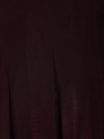Burgundy Floral Designed Semi Silk Anarkali Salwar Suit - Diadem
