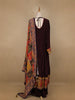 Burgundy Floral Designed Semi Silk Anarkali Salwar Suit - Diadem