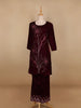 Burgundy Floral Designed Velvet Co Ord Salwar Suit - Diadem