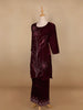 Burgundy Floral Designed Velvet Co Ord Salwar Suit - Diadem