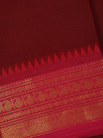Burgundy Solid Design Cotton Fancy Saree - Diadem