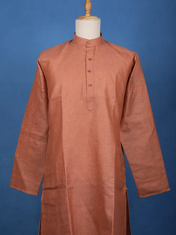 Burnt Copper Zig-Zag Design Cotton Kurta - Diadem
