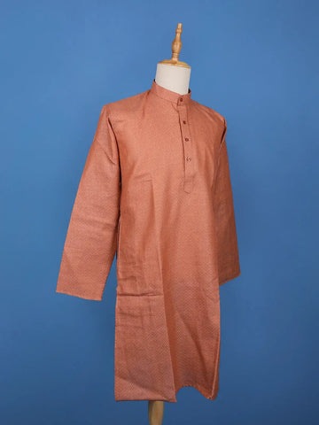 Burnt Copper Zig-Zag Design Cotton Kurta - Diadem