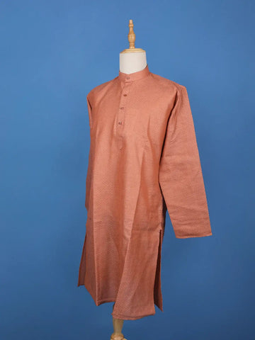 Burnt Copper Zig-Zag Design Cotton Kurta - Diadem