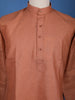 Burnt Copper Zig-Zag Design Cotton Kurta - Diadem