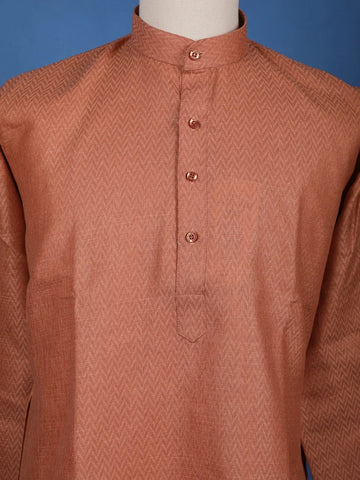 Burnt Copper Zig-Zag Design Cotton Kurta - Diadem