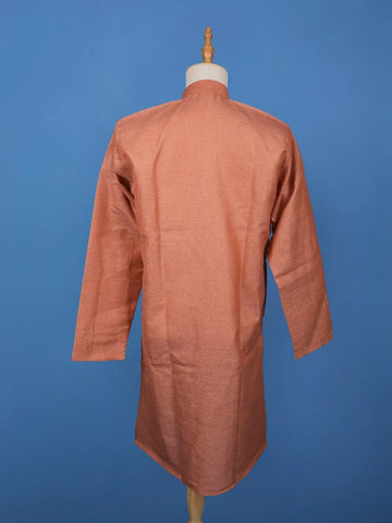 Burnt Copper Zig-Zag Design Cotton Kurta - Diadem