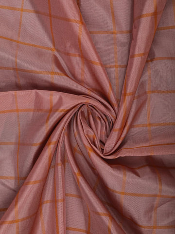 Burnt Orange Checked Design Woven Silk Saree - Diadem