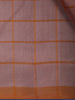 Burnt Orange Checked Design Woven Silk Saree - Diadem