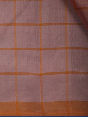 Burnt Orange Checked Design Woven Silk Saree - Diadem