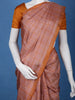 Burnt Orange Checked Design Woven Silk Saree - Diadem