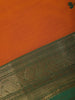 Burnt Orange Scattered Green Motifs Cotton Saree - Diadem