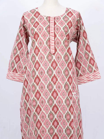 Pink Straight Cut Salwar Suit for Girls Adorned with Ogee Prints - Diadem