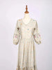 Beige Maxi Dress Adorned with Floral Prints - Diadem