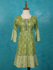 Pista Green Cotton Kurti Adorned with Paisley Prints and Mirror work - Diadem