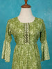 Pista Green Cotton Kurti Adorned with Paisley Prints and Mirror work - Diadem