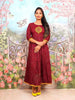 Brick Red Round Motif Embroidery Elbow Sleeve Anarkali Kurti - Diadem